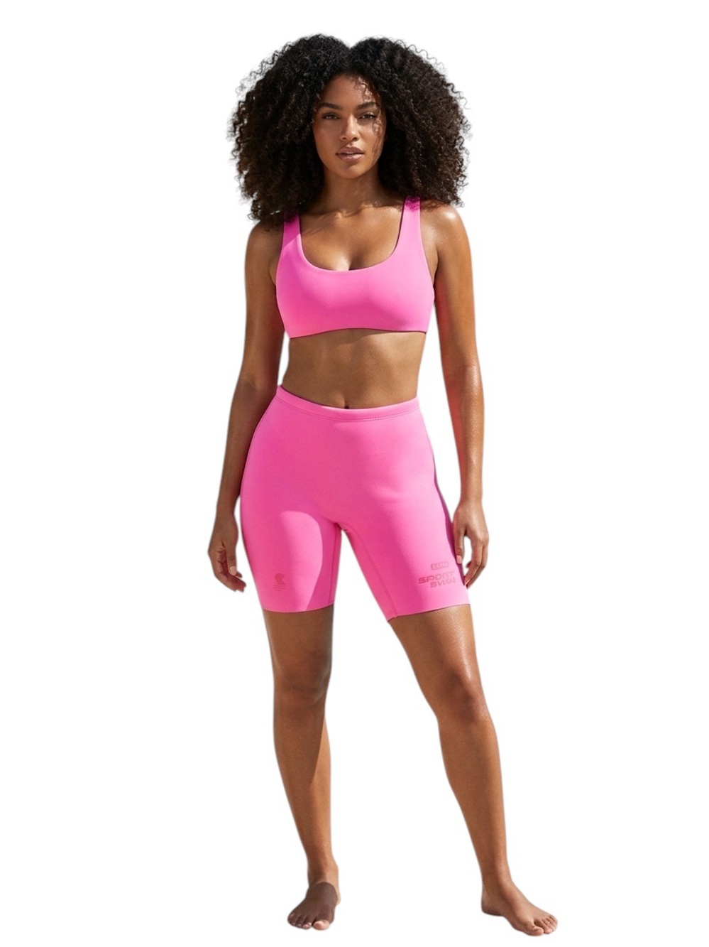 SKIMS Sport Swim Scuba Mid Thigh Zipper Shorts Pink Taffy XXS NWT
